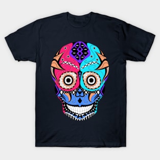 skull and crossbones mask with mexican patterns ecopop T-Shirt